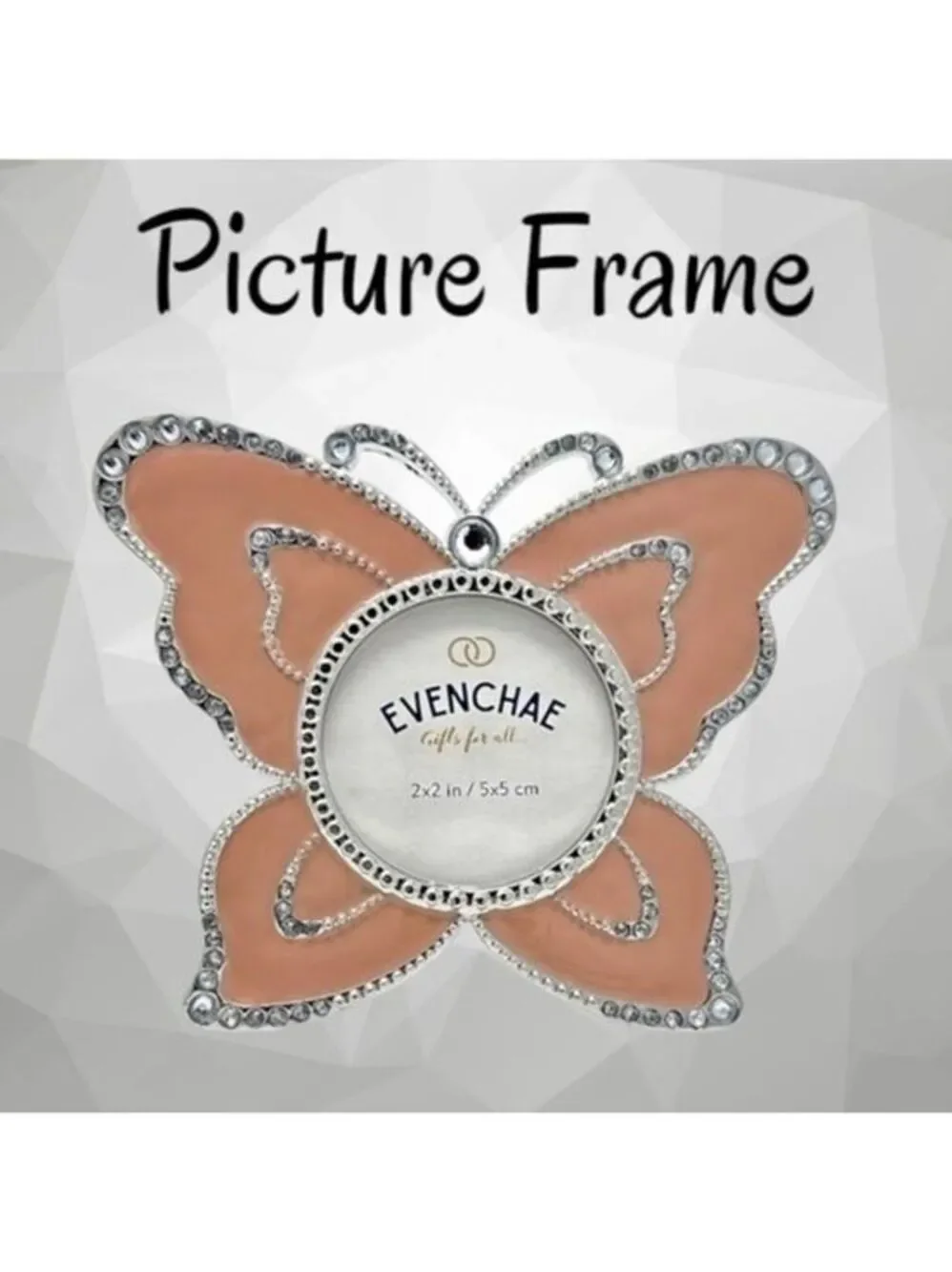 Pink Butterfly Enamel & Rhinestone Picture Frame NWT